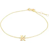 New Bling 9NBG-901K Gouden Armband met Letter K - 6mm - Ankerschakel - 16+1+1cm - 14 Karaat - Goud