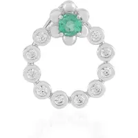 Cavill - Zilveren hanger platina-gecoat - Colombiaanse ronde smaragd 0,216 ct - Cambodjaanse zirkonia 0,428 ct - Elegante luxe sieraden groene ketting