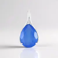 Cavill - 6,47 ct Blauwe Chalcedoon Hanger - 925 Sterling Zilver met Rhodium - Druppelvormig Facetgeslepen - Elegant, Minimalistisch Sieraad