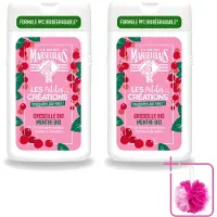 Le Petit Marseillais 2 x - Douchegel - Rode bessen & Munt - Hydraterend - 250ml - Bulkverpakking - Douchegel - Douchemop - Hydraterende douchegel