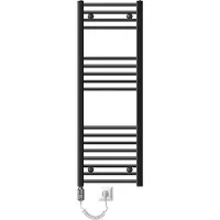 LuxeBath ECD Germany Badkamerverwarmer elektrisch 400 x 1200 mm antraciet recht met zijaansluiting incl. verwarmingsstang 900W chroom - radiator handdoekverwarmer handdoekdroger radiator