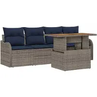 vidaXL Tuinset, 5-delig, grijs en marineblauw