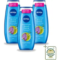 Nivea 3 x – Douchegel – Creme Mood Detox – 250 ml - Wasstrips - Douchegel - Ontspanning - Zeezout - Huidverzorging - Mild Reinigen