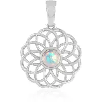 Cavill - Welo opaal hanger in 925 Sterling Zilver met Bezel Zetting - 0,27 ct Ethiopische Ronde Opaal - Elegante, Kleurrijke Opal Sieraden