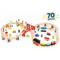Rijoka Houten Speeltrein Trainrails Trein Set 70pcs