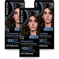 Syoss 3 x - Permanent Coloration 5-95 - Haarverf - Permanente Haarkleuring - Cool Lichtbruin - Grijsdekking - Vermindert Haarbreuk - Voordeelverpakking - 3 stuks