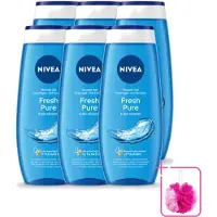Nivea 6 x – Douchegel – Fresh Pure – 250 ml - Bulkverpakking - Douchegel - Douchemop - Huidverzorging