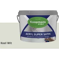 Koopmans Acryl Super Satin Zijdeglans Muurverf – Reinigbare Binnen- en Buitenverf voor Muren & Plafonds – Koel Wit – 1 l