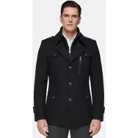 Allthemen Heren Wollen jas met opstaande kraag - Slim Fit Winter Warm Jasje - M
