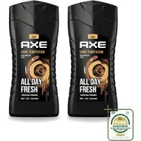 Axe 2 x - 3-in-1 Douchegel - Dark Temptation - Dark Chocolate - 12hrs Long Lasting Scent - 250 ml - Wasstrips - Douchegel - Geur - Lichaam - Gezicht - Haar