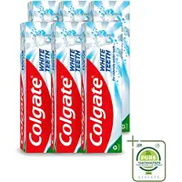 Colgate 6 x – Tandpasta – White Teeth – 75 ml - Grootverpakking - Vaatwasstrips - Witte Tanden - Tanden Reinigen - Tandpasta - Mondverzorging - Wittere Tanden