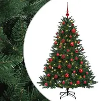 vidaXL - Kunstkerstboom - met - kerstbal - 150 - cm - 150 - LED's - Warmwit