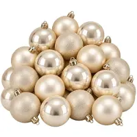Mica Decorations Kerstballen onbreekbaar crème - 27 stuks (ø8 cm)