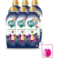 Dreft 6 x – Wasverzachter – Ultimate Care Intense Dark – 40 Wasbeurten - Bulkverpakking - Wasverzachter - Douchemop - Kleurbescherming