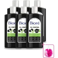 Bioré 6 x – Houtskool Reinigingsgel – Gezichtsreiniger – 200 ml - Bulkverpakking - Gezichtsreiniger - Douchemop - Houtskool