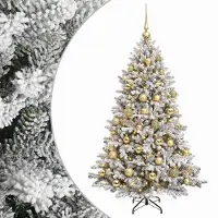 vidaXL - Kunstkerstboom - met - kerstbal - 150 - cm - 150 - LED's - Warmwit