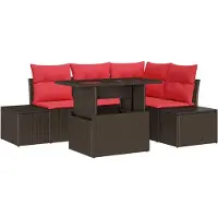 vidaXL Tuinset met 5 zitplaatsen, bruin, van polyrotan