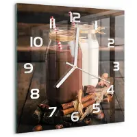 Tulup Wandklok - Cocktails in glazen Gekleurde Glazen Klok - 30x30 cm - Bruin Glazen Klok Met Print - Witte handen - Vierkante Klok - Moderne Wandklok Glas - Wandklok Glas Decoratie