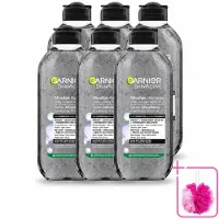 Garnier 6 x - SkinActive - Micellair Jelly-water - Alles-in-1 - Charcoal - 400 ml - Bulkverpakking - Huid reinigen - Douchemop - Make-up verwijderen