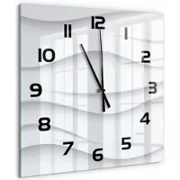 Tulup Wandklok - Golfabstractie Klok Glas Met Opdruk - 60x60 cm - Wit Moderne Wandklok Glas - Zwarte handen - Vierkante Klok - Decoratieve Glazen Klok - Glazen Wandklok Design