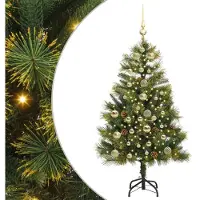 vidaXL Kunstmatige Scharnierende Kerstboom met Kegels Groen 150 cm