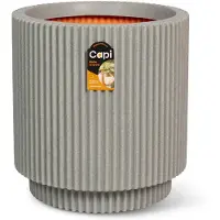 Capi Europe - Vaas cilinder Groove NL - 36x38 - Betonkleur - Bloempot voor binnen en buiten - Levenslang garantie - Breukbestendig - 100% Recyclebaar - CO2 Neutraal geproduceerd - KGVCT882