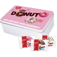 Lotus Cake Donut collection box - "Gelukkige Verjaardag!" - 10 donuts - 3 smaken - Pinkylicious, Choco Mania & Zebra Kiss - verjaardagscadeau- 340g