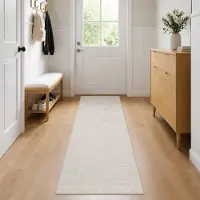 vidaXL - Tapijt - Crèmekleurig - 80 - x - 200 - cm - 100% - Polyester - 3 - mm - Wasbaar