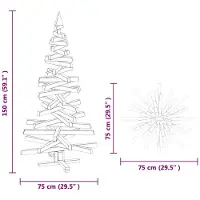 vidaXL Houten kerstboom KOTKA 150 cm Massief grenenhout Bruin