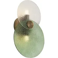 QAZQA Art Deco wandlamp donker brons met groen en helder glas 2-lichts - Text