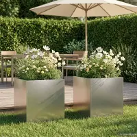 vidaXL Plantenbak 2 st zilver 45 x 45 x 45 cm Roestvrij staal