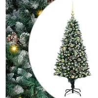 vidaXL Kunstkerstboom Groen 150 cm PVC en Staal en Kunststof