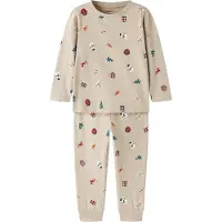 Name it MINI pyjama met print - beige Jongens/Meisjes Stretchkatoen Ronde hals - maat 86