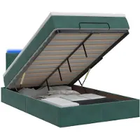 vidaXL Ottomanbed met matras en LED-verlichting, donkergroen, 120 x 200 cm, fluweel