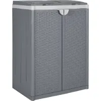 vidaXL Vuilnisbak met 2 deksels, grijs, 65x45x88 cm, PP