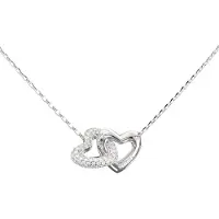 GUESS halsketting Beloved 16-18" Heart Links Necklace Rhodium zilverkleurig