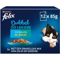 Felix Dubbel Zo Lekker in Gelei - Kattenvoer Natvoer - Vis Selectie - 48 x 85 g