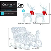 Kesser Kerstverlichting 240 LED´s 2x Rendier met Slee - lichtslang met timer voor buiten en binnen - LED Lampjes Kerstversiering kerstdecoratie - Wit (Wit LED´s)