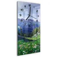 Tulup Wandklok - Alpen Wandklok Glas Decoratie - 30x60 cm - Groente Gekleurde Glazen Klok - Zwarte handen - Rechthoekige Klok - Klok Glas Met Opdruk - Moderne Wandklok Glas