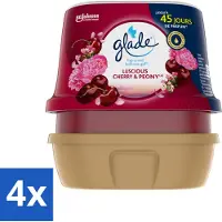 Glade 4 x - Badkamer Gel - Luscious Kers & Pioenroos - 180 g - Badkamergeur - Geurgel - Cherry Geur - Pioenrozen Geur - Langdurige Geur