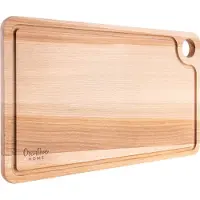 Creative Home Grote Houten Snijplank voor Vlees | 42 x 24,5 x 1,5 cm | Snijplank met Sapgroef en Handvat | Natuurlijk Beukenhout | Omkeerbaar | Ideaal voor Elk Huis en Keuken