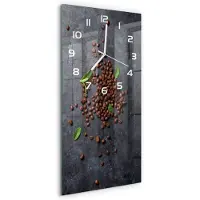Tulup Wandklok - Koffiebonen Glazen Klok Met Print - 30x60 cm - Bruin Wandklok Glas Met Motief - Witte handen - Rechthoekige Klok - Wandklok Glas Decoratie - Gekleurde Glazen Klok