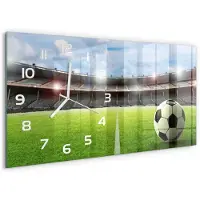 Tulup Wandklok - Bal op het gras Decoratieve Glazen Klok - 60x30 cm - Groente Glazen Wandklok Design - Witte handen - Rechthoekige Klok - Glazen Klok Met Print - Wandklok Glas Met Motief