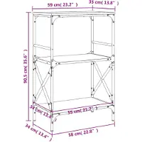 vidaXL Boekenkast 3-laags 59x35x90,5 cm bewerkt hout gerookt eiken