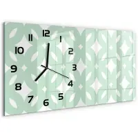 Tulup Wandklok - Geometrische achtergrond Klok Glas Met Opdruk - 60x30 cm - Groente Moderne Wandklok Glas - Zwarte handen - Rechthoekige Klok - Decoratieve Glazen Klok - Glazen Wandklok Design