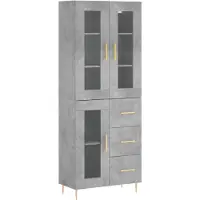 vidaXL Hoge kast, betonkleur, 69,5 x 34 x 180 cm, houtvezelplaat