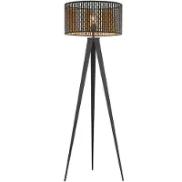 LINDBY Vloerlampe , Thoralf, Zwart, Woonkamer, Metaal