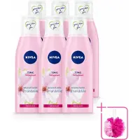 Nivea 6 x - Gezichtstonic - Essentials Verzachtende Tonic - Voor droge & gevoelige huid - Met Amandelolie & Hydramine - 200 ml - Bulkverpakking - Gezichtstonic - Douchemop - Droge huid