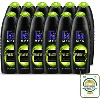 Fa 12 x Men - Douchegel - Speedster - Verfrissend & Energiek - Langdurig - 250 ml - Wasstrips - Douchegel Mannen - Energieke Geur - Verfrissende Geur - Taurine - Langdurig Effect