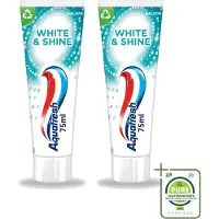 Aquafresh 2 x White & Shine - Whitening Tandpasta - 75 ml - Grootverpakking - Vaatwasstrips - Witte Tanden - Glans Tanden - Tanden Reinigen - Tanden Verlichten - Tanden Beschermen